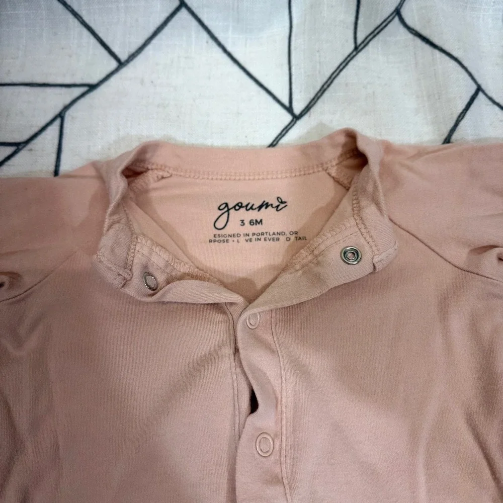 Goumi Baby Gown‎ 3-6M Pink Bamboo Organic Cotton Long Sleeve Snap Sleeper